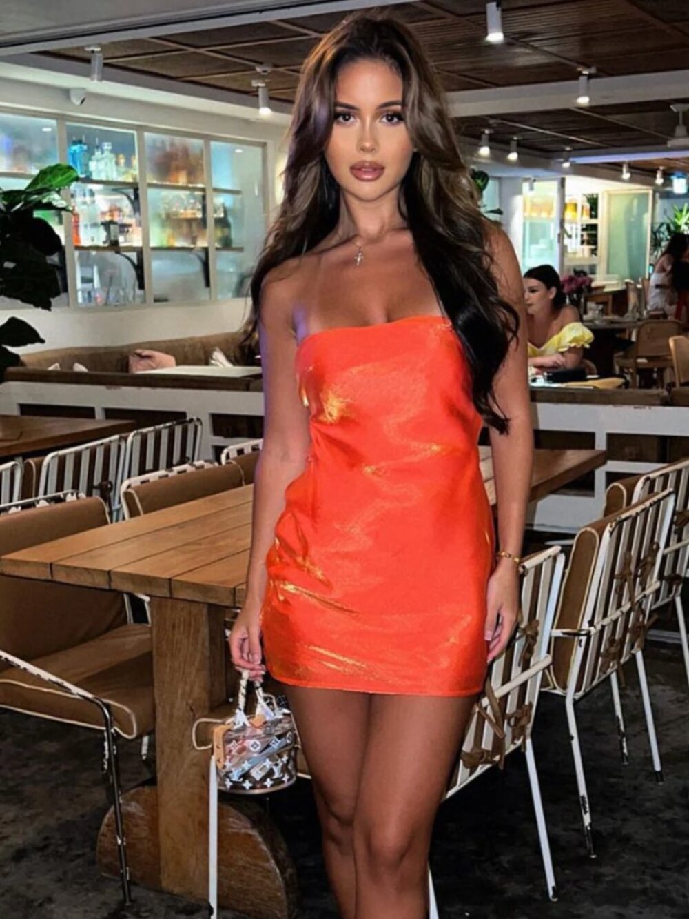 White Fox Boutique “Crazy For You” Strapless Orange Dress